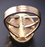 Size 8 Vintage 14k Gold & Turquoise Navajo Handmade Ring by Harvey Mace 6F09H
