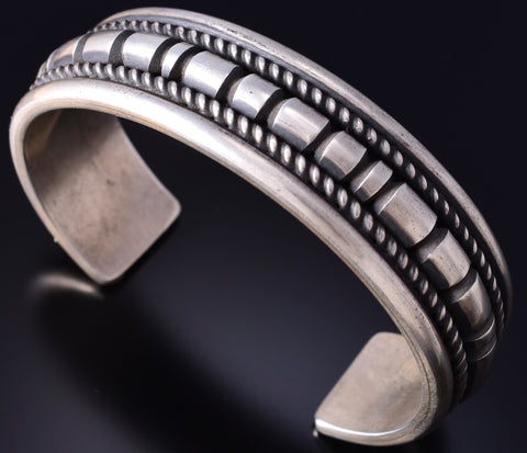 Silver Navajo Handmade Men's Bracelet by Leande Tahe 5L20E