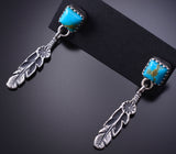 Silver & Turquoise Navajo Eagle Feather Earrings by Letricia Largo 6D09D