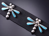 Silver & Turquoise Zuni Inlay Dragonfly Earrings by Emma Edaakie 3J22L