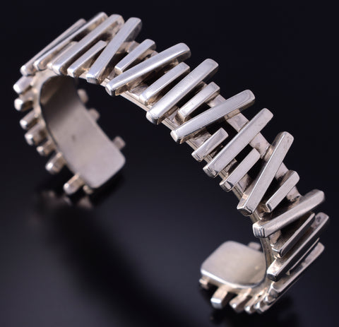 Silver Navajo Handmade Protected Space Bracelet by Juan Willie 5F04C