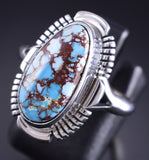 Size 7-3/4 Silver & Golden Hills Turquoise Navajo Ring Antoinette Martinez 5L26O