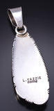 Vintage Silver & Turquoise Navajo Handmade Pendant by Leslie Yazzie 6A21W