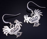 Silver Navajo Handmade Rooster Earrings by Robert Gene 5G22V