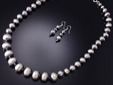 20" Silver Navajo Pearl Necklace & Earring Set by Treva Jim 6H25L