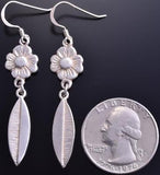 All Silver Flowers & Feathers Navajo Earrings by Erick Begay 8G30H