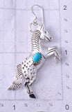 Silver & Turquoise Navajo Handmade Free Horses Earrings by Louise Yazzie 5G16M