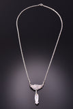Silver & Onyx w/ Feathers Navajo Necklace by Annie Spencer 3F05H