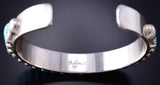 Silver & Kingman Turquoise Row Navajo Bracelet by Justina Wilson 6F17L