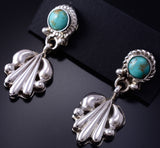 Silver & Turquoise Navajo Handmade Earrings by Annette Chiquito 5G18O