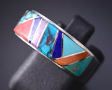 Size 6 Silver & Turquoise Multistone Navajo Inlay Ring by Aldora Henry 5L07B