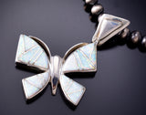 Silver & Opal Navajo Inlay Butterfly Pendant by Joanna Charlie 6J32E