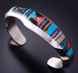 Silver & Multistone Navajo Inlay Four Mountains Bracelet by Jim Harrison 4C13F