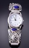 Silver & Lapis Eagle Feathers Navajo Watch by Arlene Yazzie 3F12H