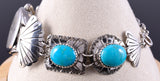 Vintage Silver & Turquoise Navajo Link Watch Bracelet w/ Watch - Ray Begay 5K22T