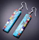 Colorful Mosaic Stone Earrings by Mary and Lorenzo Tafoya 4A29Z