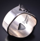 Size 9-3/4 Silver & Mediterranean Coral Navajo Ring by Derrick Gordon 5H21N