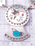 Silver & Turquoise Multistone Navajo Inlay Hummingbird Love Necklace by Raymond Boyd 3F19A