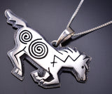 Silver Hopi Overlay Running Free Horse Pendant by Gerald Lomaventema 6G29L