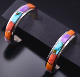 Large Inlay Hoop Earring by Navajo Aldora Henry 6K02U