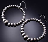 Silver Navajo Pearls Hoop Earrings by Amanda Larry 6D20M