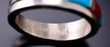 Size 11 Navajo Silver Men's Ring With Turquoise and Coral by Wilbert Muskett 6K27P