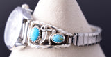 Silver & Turquoise Navajo Handmade Eagle Feathers Watch by Annie Spencer 6H31P
