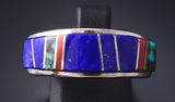 Size 6 Silver & Lapis Multistone Navajo Inlay Ring by Orlinda James 5L07C