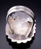 Vintage Size 7 Silver & Turquoise Navajo Handmade Flower Ring 6D28Q