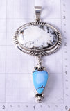 Silver & Golden Hills Turquoise White Buffalo Navajo Pendant- Erick Begay 5F30O