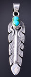 Silver & Sonoran Gold Turquoise Navajo Feather Pendant by June Delgarito 5L17Q