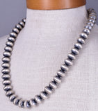 24 inch Navajo Pearls Silver Bead Necklace by Bryannen Halwood 5L23M