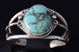 Vintage Silver & Turquoise Navajo Handmade Open Face Bracelet 6B14O