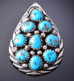 Vintage Silver & Turquoise Navajo Cluster Pendant by H 6D28J