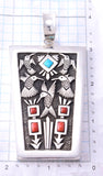Turquoise & Coral Glorious Hummingbirds Navajo Pendant by Philbert Begay 3J30H