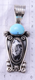 Silver & Golden Hills Turquoise White Buffalo Navajo Pendant - Erick Begay 6C02G