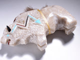 Large Buffalo Handcarved Alabaster Fetish by Ben Livingston 4D02Q