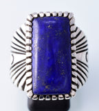 Size 11-3/4 Silver & Lapis Navajo Handfiled Ring by Erick Begay 3H21S