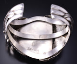 Vintage Silver & Turquoise Navajo Eagle Feathers Bracelet stamped AL 6E14W