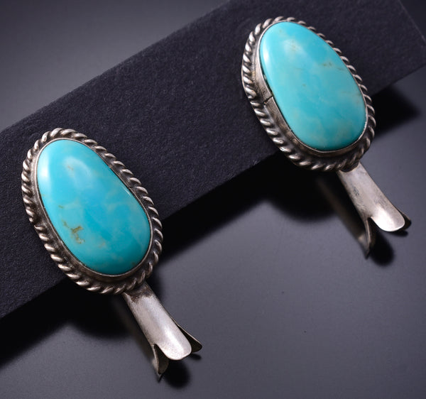 Traditional Navajo Turquoise Squash Blossom Earrings 6K02L