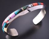 Silver Multistone Navajo Inlay Four Mountains Bracelet by Jim Harrison 4C13J