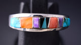 Size 7-1/4 Silver & Turquoise Multistone Navajo Inlay Ring - Aldora Henry 5L07M