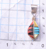 Silver & Turquoise Multistone Zuni Inlay Waterdrop Pendant 3F19W