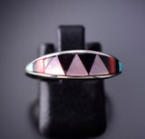 Size 9 Zuni Multistone Inlay Silver Ring by Tammie Qualo 6K27T