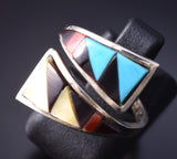 Adjustable Silver & Turquoise Multistone Zuni Inlay Wrap Ring Tammie Qualo 5L07O