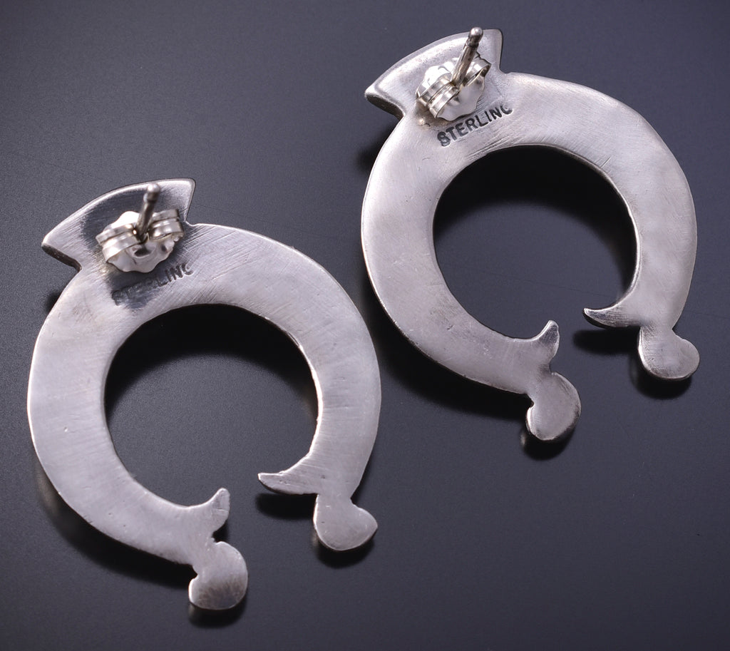 Silver & Turquoise Navajo Squash Blossom Horseshoe Earrings Silver & Turquoise Navajo Squash Blossom Horseshoe Earrings