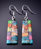 Turquoise Multistone Santo Domingo Handmade Earrings by Mary Louise Tafoya 3G07Z