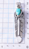 Silver & Turquoise Navajo Handmade Eagle Feather Pendant - June Delagarito 5L13A