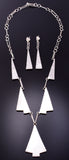 Silver & Turquoise Zuni Inlay Necklace & Earring Set by Kathy Boone 4A31P