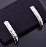 Silver & Opal Zuni Inlay Curved Earring by Kent Lonjose 3H02R